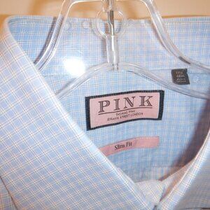Thomas Pink Dress Shirt French Cuff 17.5 x 44   100% cotton
